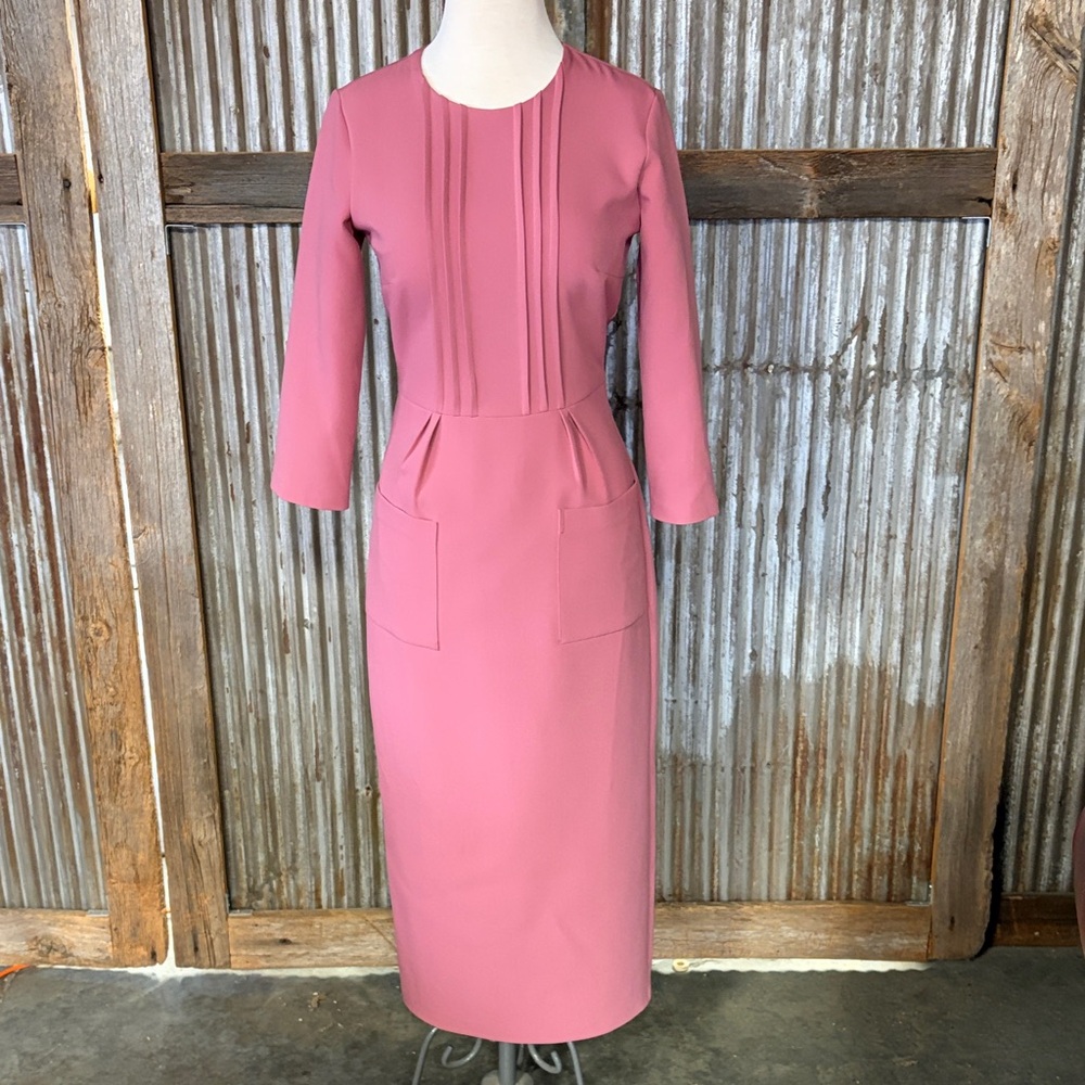 Jus De Pommes Elegant Pink Tailored Midi Dress